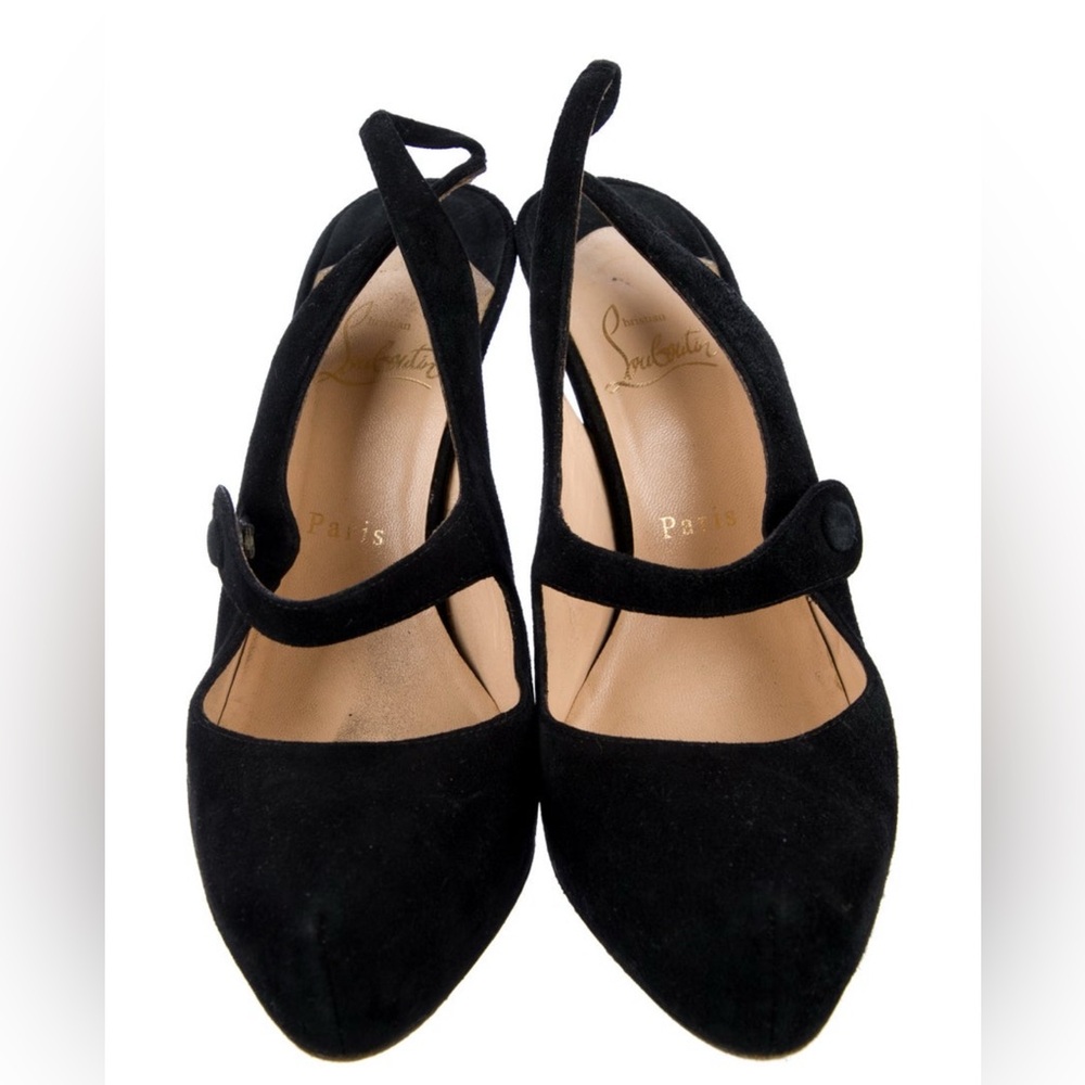Christian Louboutin Black Suede Heels with Ankle Tie